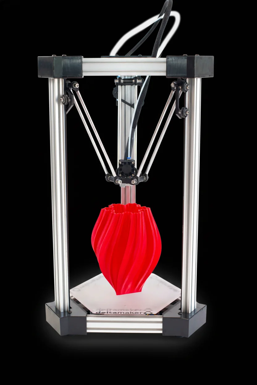 DeltaMaker with printed red vase